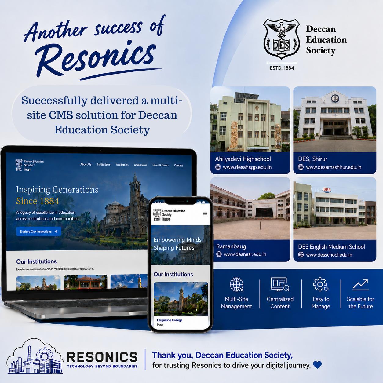 How We Built 20+ School Websites on a Single Platform for Deccan Education Society — blog post thumbnail